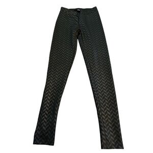 Fornia Black Slim Pull On Leggings Shiny Gray  Pattern Size M/L EUC #0271